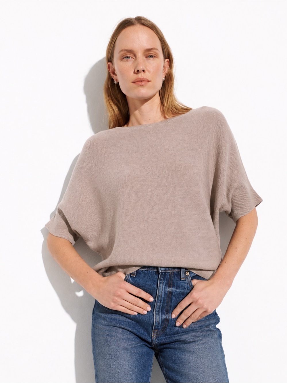 The Reset R Label Wool Essential Pullover Short Sleeve Sweater XS Tan